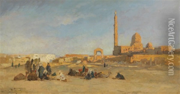 Blick Auf Die Kalifengraber Von Kairo Oil Painting - Hermann David Salomon Corrodi