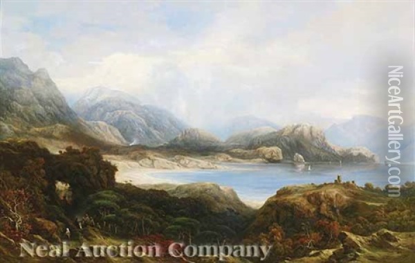 A Rocky Coastal Scene On The Adriatic Oil Painting - Edward Lear