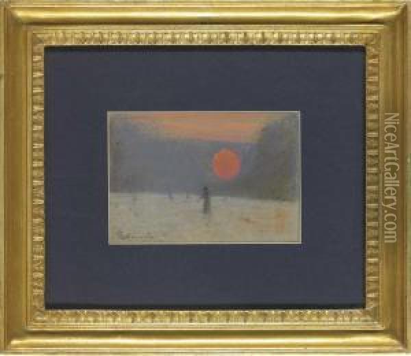 Sunset Oil Painting - Giovanni Sottocornola