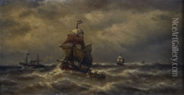 Schiffe Auf Sturmischer See Oil Painting - Francois-Etienne Musin