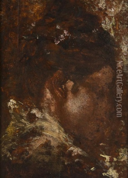 Study Of Eleanora Duse Oil Painting - Antonio Mancini