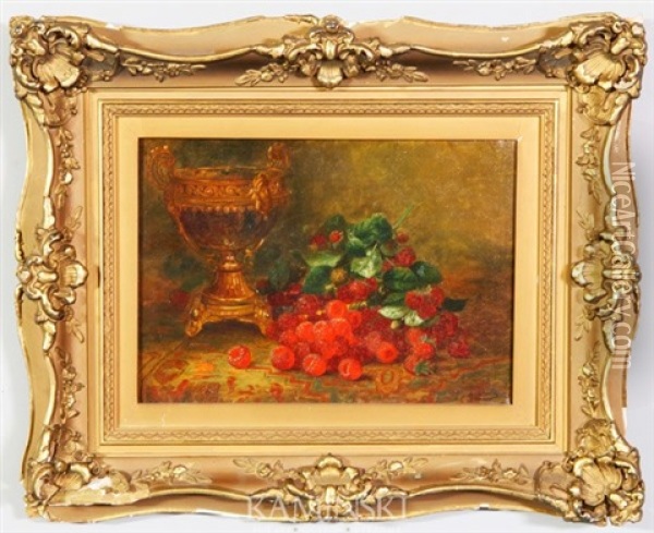Raspberries And Chalice Oil Painting - August Laux