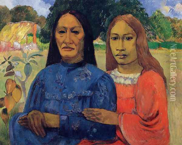 Two Women Aka Mother And Daughter Oil Painting - Paul Gauguin