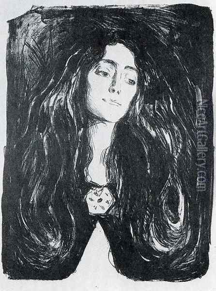 The Brooch. Eva Mudocci Oil Painting - Edvard Munch