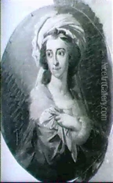 Bildnis Einer Dame Mit Turban (wohl Prinzessin Pauline      Salm-reifferscheidt, Beg. Auersperg) Oil Painting - Friedrich Heinrich Fueger