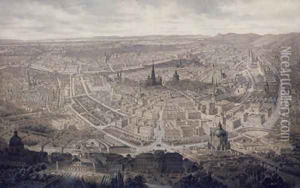 View of Vienna, c.1860 Oil Painting - G. Veitto