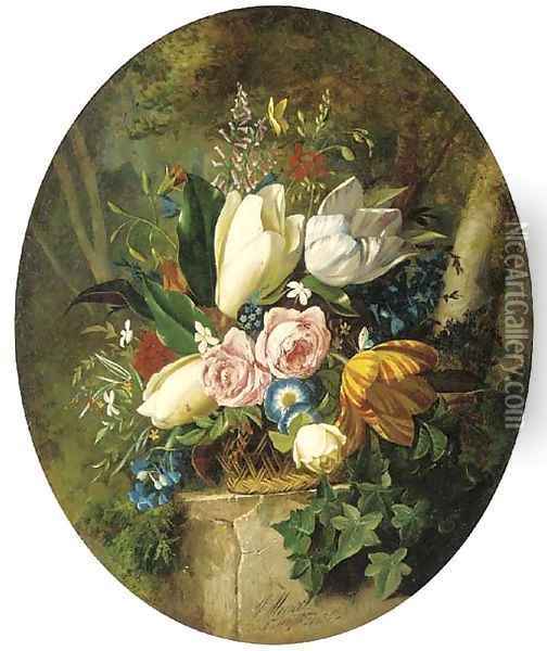 Flowers Oil Painting - Michaelangelo Meucci