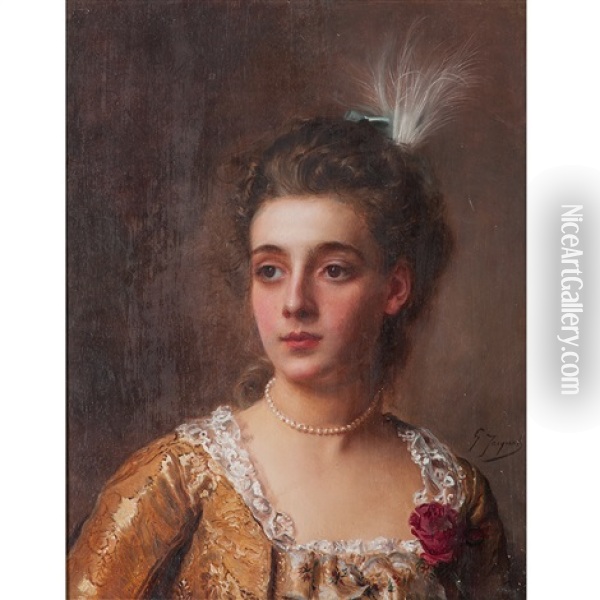 Young Woman Oil Painting - Gustave Jean Jacquet