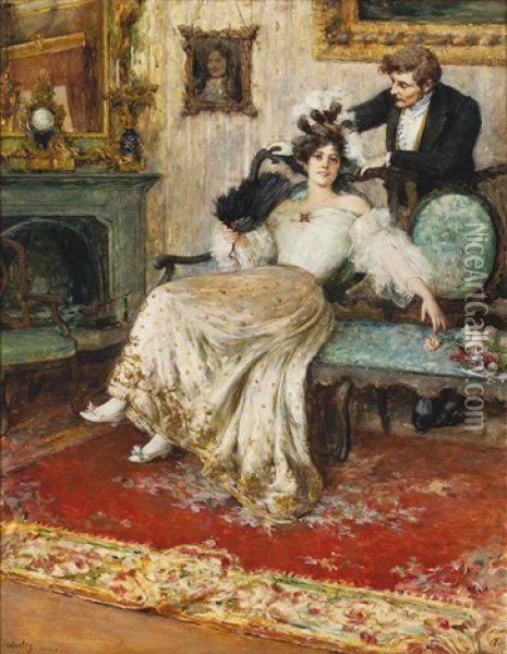 The Suitor Oil Painting - Carlo Wostry