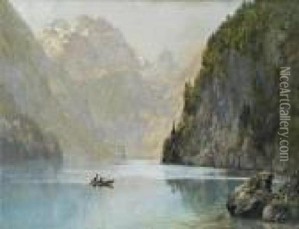Konigssee Mit Blick Auf Den Watzmann Oil Painting - Edward Theodore Compton
