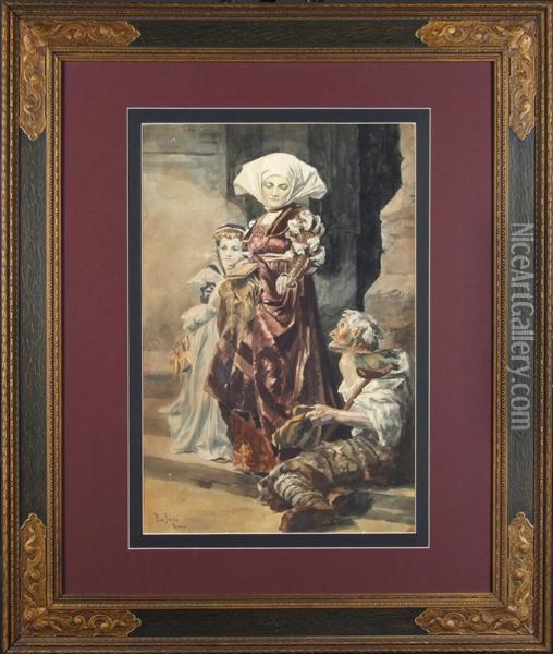 Matron Andbeggar Oil Painting - Pio Joris