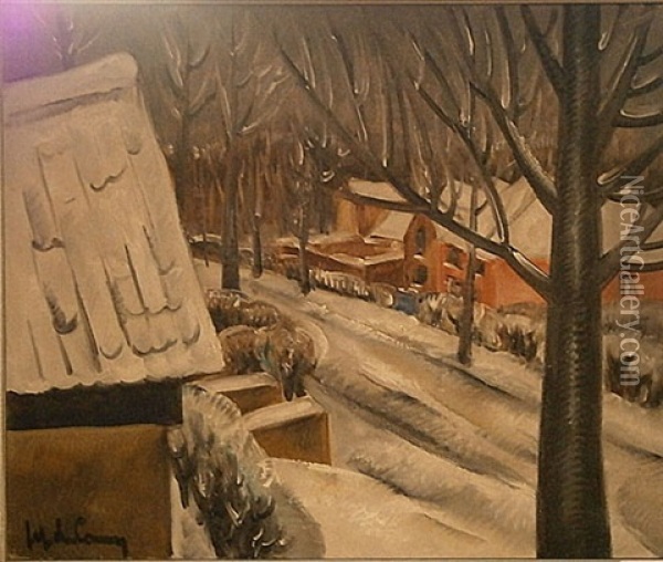 Dorp In De Winter Oil Painting - Jef De Pauw