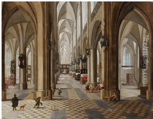 The Interior Of The Onze Lieve Vrouwekerk In Antwerp Oil Painting - Peeter Neeffs the Younger
