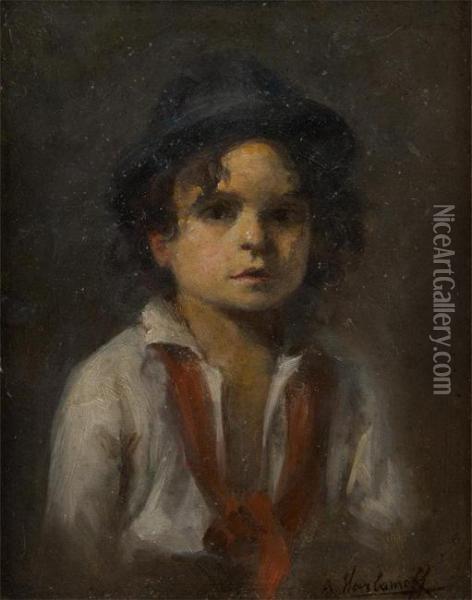 L'enfant Au Chapeau Oil Painting - Alexei Alexeivich Harlamoff