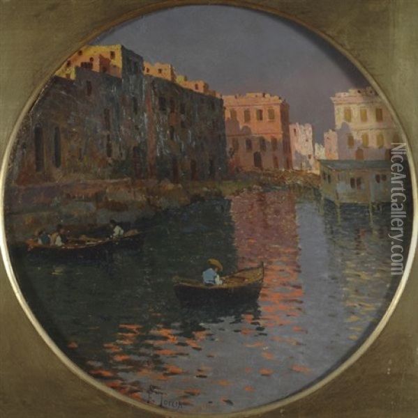 Tramonto Sul Canale Oil Painting - Francesco Saverio Torcia