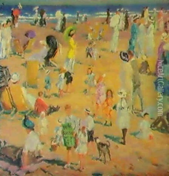 Beach In The Sun Oil Painting - William Samuel Horton