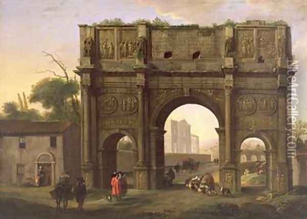 The Arch of Constantine Rome 1640s Oil Painting - Jan Miel