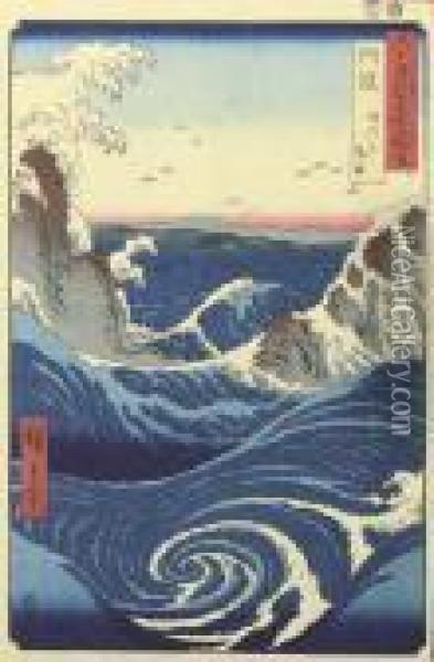 Awa, Naruto No Fuha Oil Painting - Utagawa or Ando Hiroshige