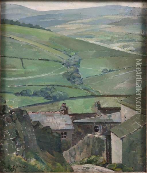 Derbyshire Farm Shed Oil Painting - Ethel Gabain
