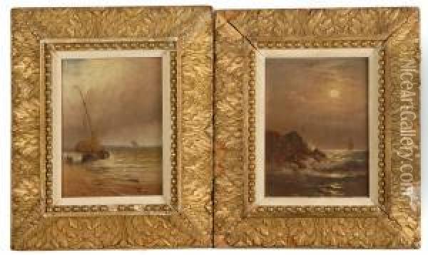 Pair Of Coastal Scenes Oil Painting - Charles Henry Gifford