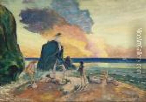 Sirens, Del Mar, California Oil Painting - Louis Michel Eilshemius