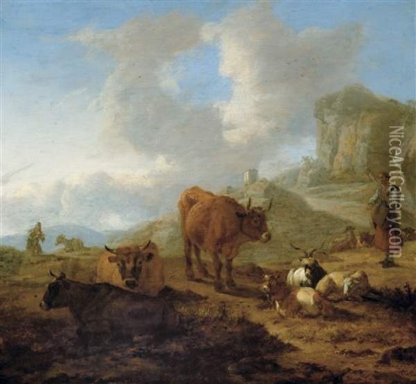 Paysage Avec Bergere Oil Painting - Adam de Colonia
