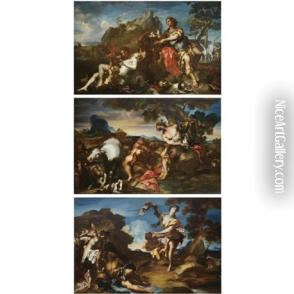 Perseo E Andromeda (+ 2 Others; Set Of 3) Oil Painting - Gregorio de Ferrari