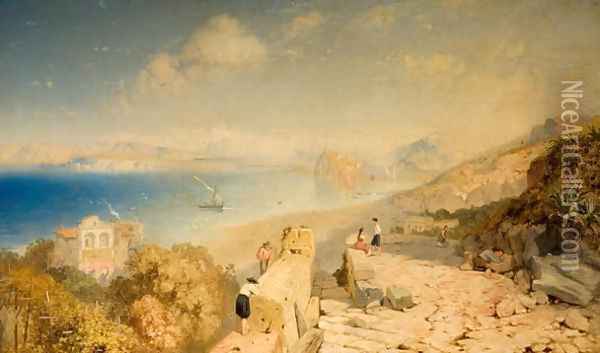 Castle of Ischia and the Gulf Islands, 1863 Oil Painting - James Baker Pyne