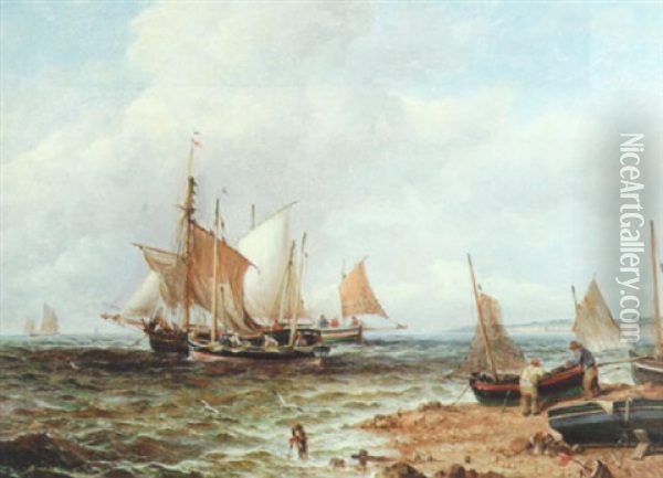 Setting Out For The Fishing Grounds Oil Painting - John Moore Of Ipswich