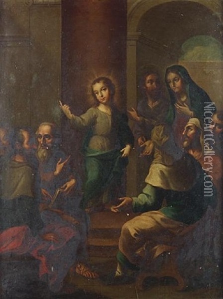 Christ Among The Doctors Oil Painting - Jose De Paez