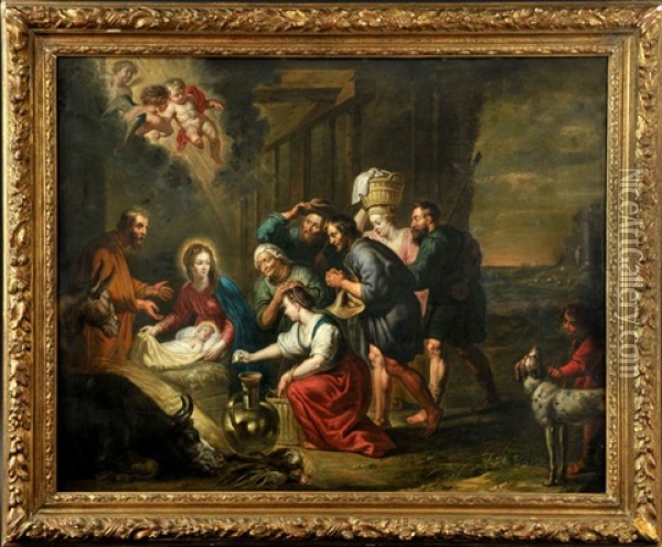 Anbetung Der Hirten, Nach Peter Paul Rubens (1577-1640) Oil Painting - Willem van Herp the Elder