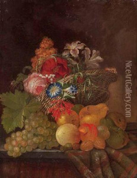 Blumen- Und Obststillleben Oil Painting - Georg Kaiser