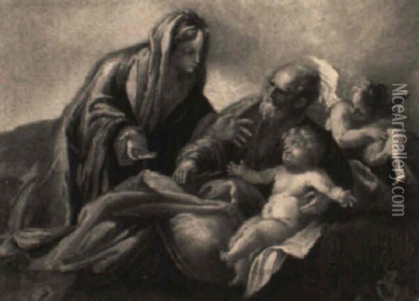 The Holy Family Oil Painting - Sebastiano Ricci