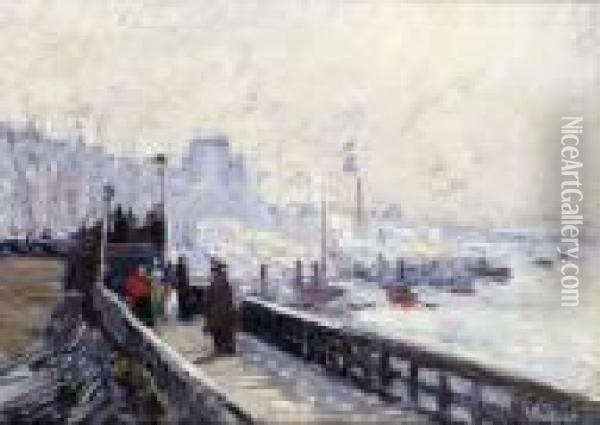 Paysage Au Pont Oil Painting - Gustave Madelain