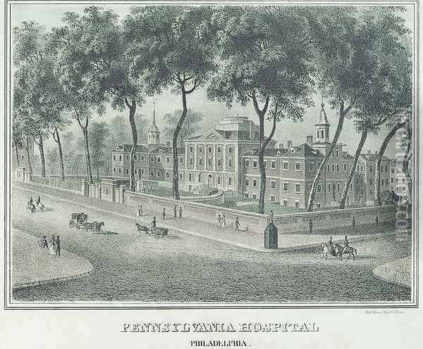 Pennsylvania Hospital, 1838 Oil Painting - John Caspar Wild