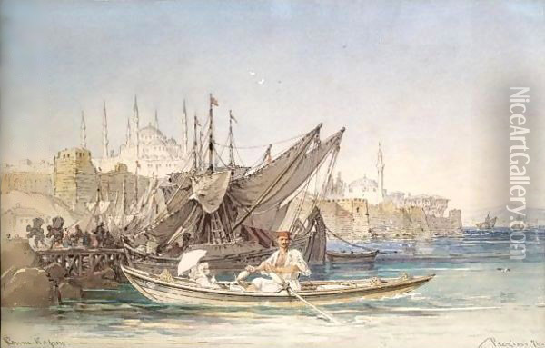 Constantinople Harbour Oil Painting - Amadeo Preziosi