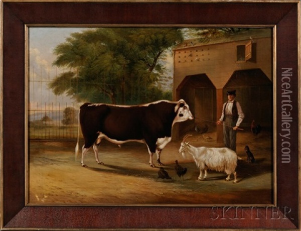 Barnyard Scene Oil Painting - Thomas K. Zandt