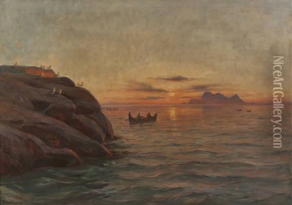 Fugloen Oil Painting - Thorolf Holmboe