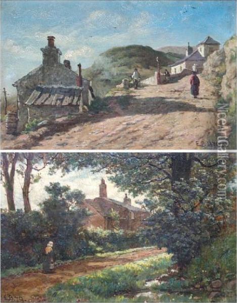 'the Mountain Road, Great Orme, Llandudno', And 'a Lancashire Lane' Oil Painting - Elias Mollineaux Bancroft