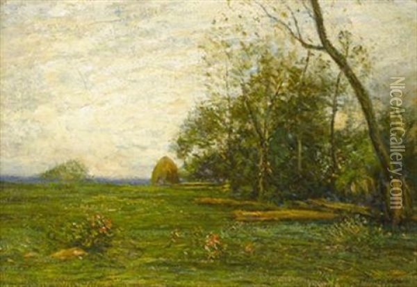 Landscape With Haystack Oil Painting - John Francis Murphy