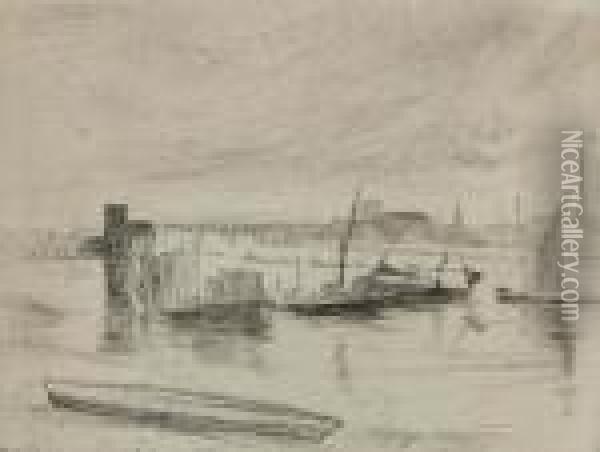 Early Morning, Battersea, From Sixteen Etchings Oil Painting - James Abbott McNeill Whistler