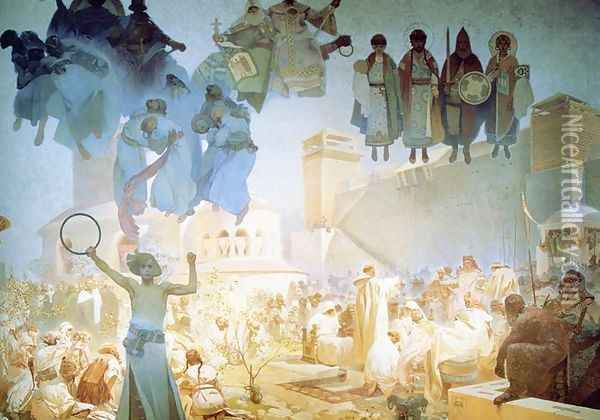 The Introduction of the Slavonic Liturgy, 1912 Oil Painting - Alphonse Maria Mucha