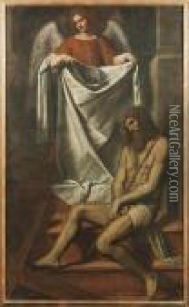 Cristo In Passione E L'angelo Oil Painting - Alessandro Bonvicino (Moretto da Brescia)