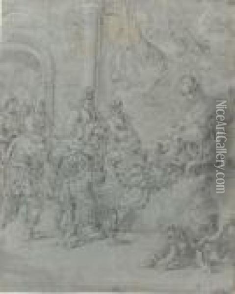Soldiers Entreating An Oriental Ruler Oil Painting - Leonaert Bramer