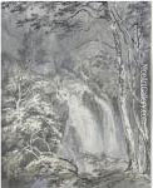 A Waterfall In A Wooded Landscape Oil Painting - Joseph Mallord William Turner