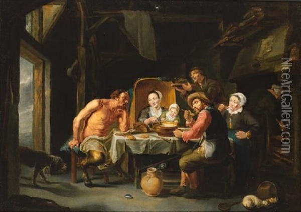 The Satyr And The Peasant Oil Painting - Willem van Herp the Elder