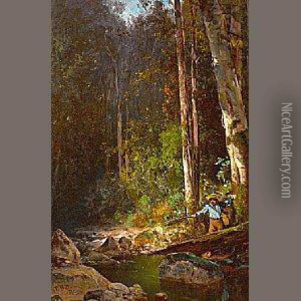 The Fishing Hole Oil Painting - Thomas Hill