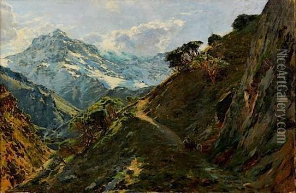 Vue De La Sierra Nevada, Andalousie Oil Painting - Carlos Vazquez Ubeda