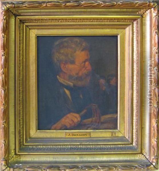 Man In Library Oil Painting - John Donaghy