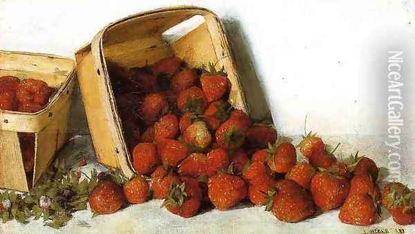 Strawberries Oil Painting - Joseph Decker